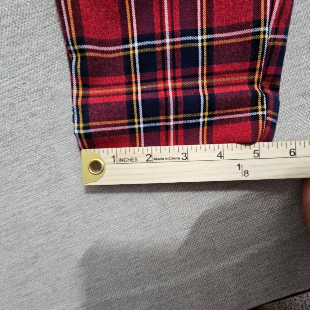 Zara Plaid Trousers Women Size S Red Tartan Slim Fit Stretch Pull On Pants - Picture 6 of 8